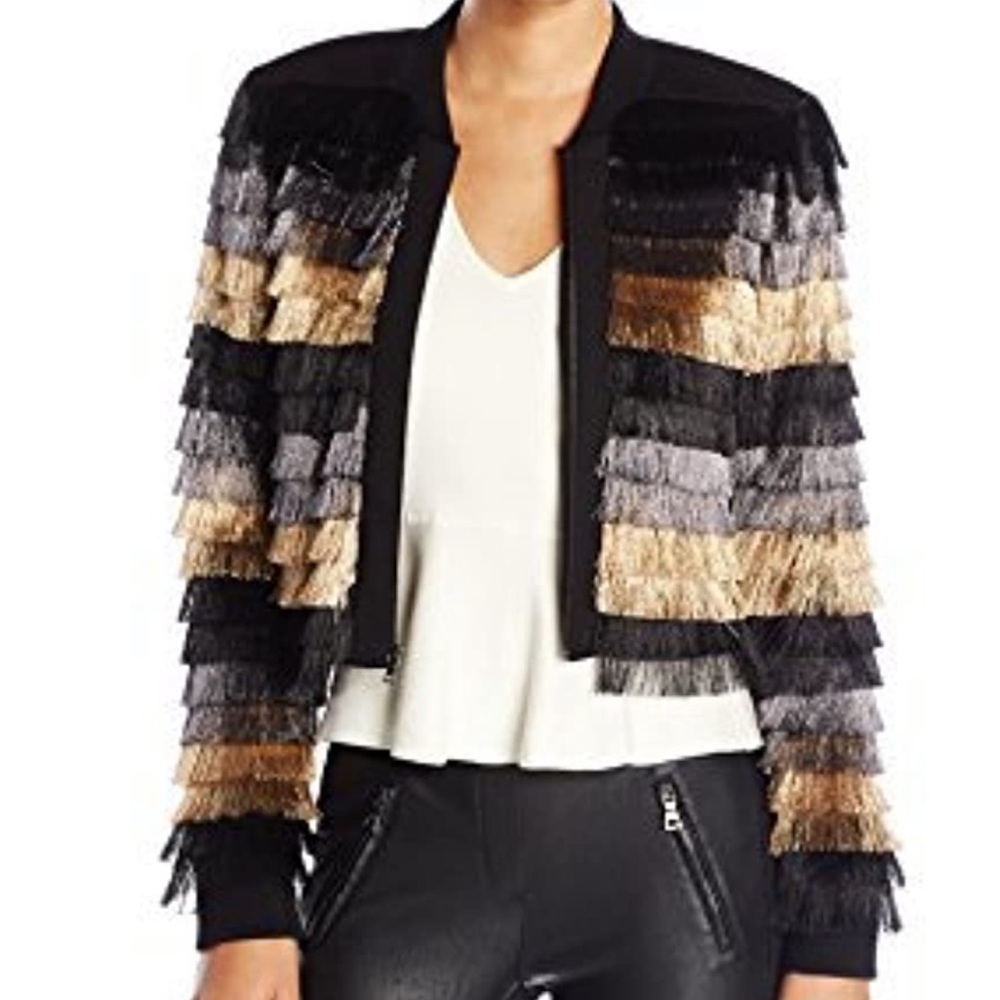 BCBG ‘Darryn’ Fringe Bomber Jacket